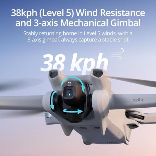 DJI Mini 3 (DJI RC), Lightweight 3x Mechanical Gimbal Drones with Camera for Adults 4K, 38-min Flight Time, up to 32800ft (10km) Video Transmission
