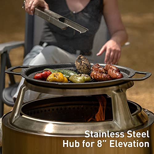 Solo Stove Bonfire Cast Iron Grill Cooking Bundle 2.0 | Smokeless Fire Pit, Stand, Grill & Hub, Wood Burning, Removable Ash Pan