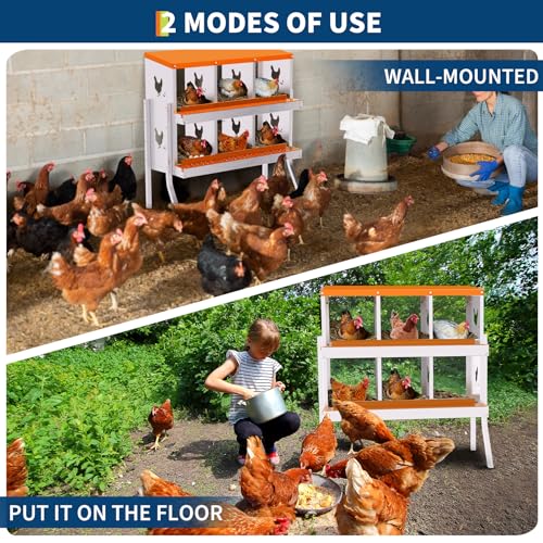 Garvee Chicken Nesting Box with Removable Tray, 8 Compartment Nesting Boxes for Chickens, Easy to Clean and Install