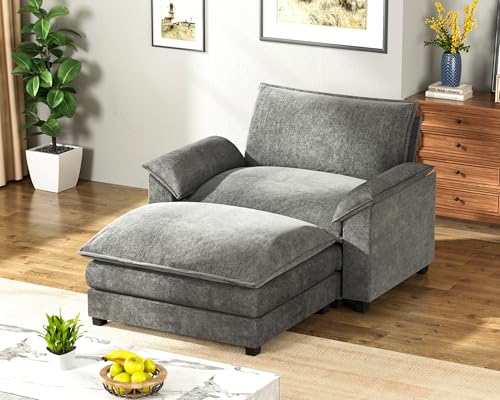 Homall 119" Modular Sectional Sofa, L Shaped Sofa Couch with Reversible Ottoman, DIY Combination Chenille Deep 3-Seat Cloud Couch for Living Room