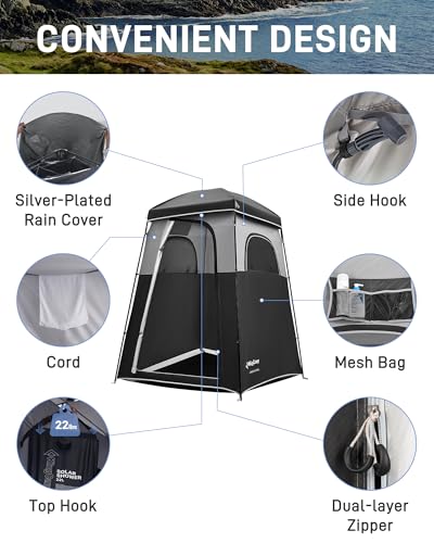 KingCamp Shower Tent, Portable Privacy Tent Outdoor Camping 1/2 Room Toilet Tents with Shower Bag & Dressing Room for Travel Beach Tailgate