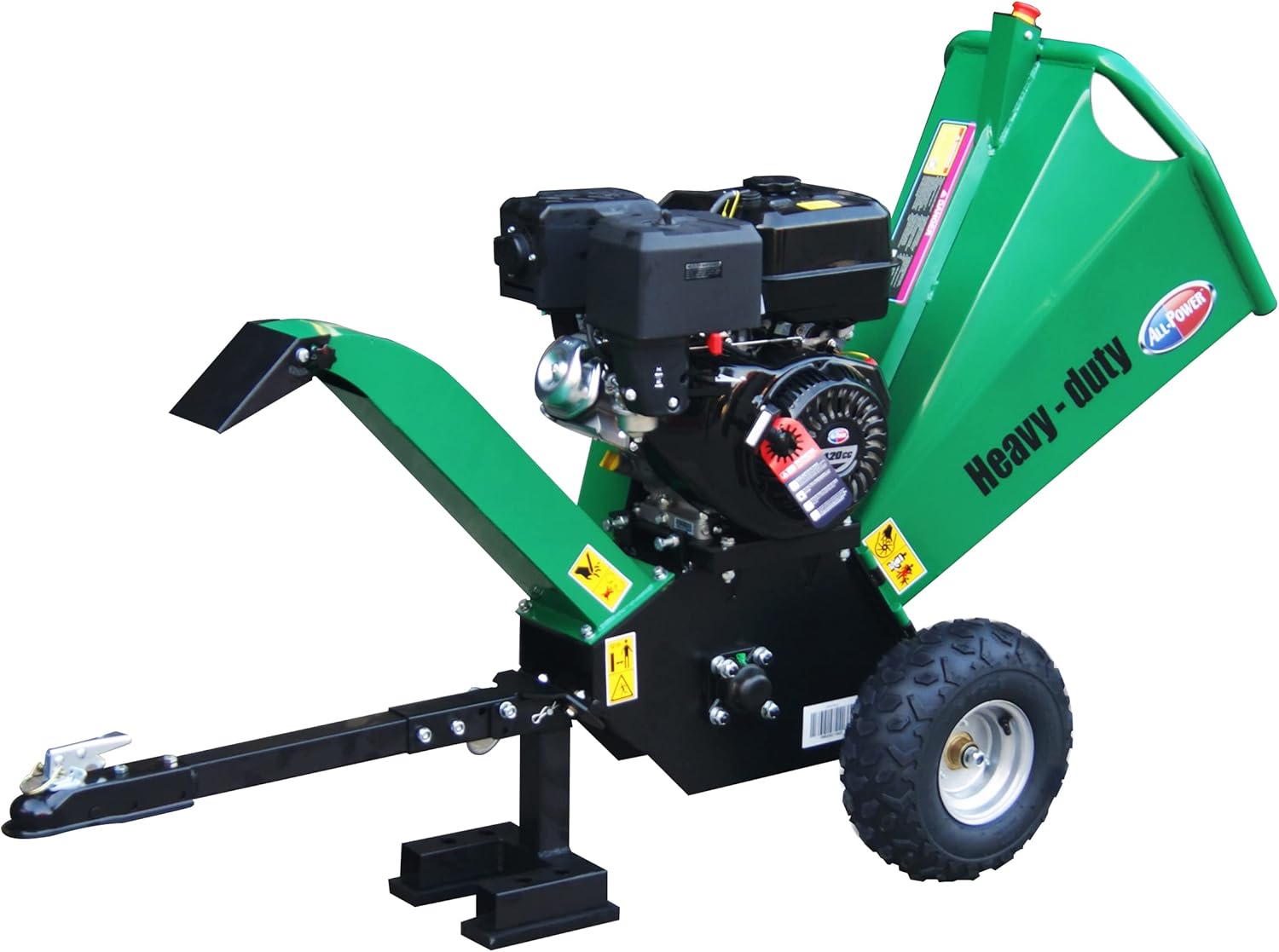 All Power America APWC420 Heavy Duty Durable Wood Chipper Shredder Mulcher-Max 6 Inch Cutting Diameter Capacity Gas Powered, 15HP 420cc, 6 inch