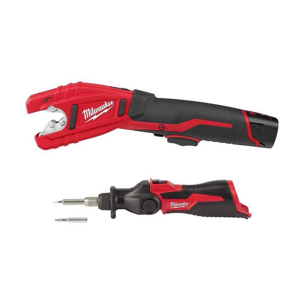Milwaukee M12 12V Lithium-Ion Cordless Copper Tubing Cutter Kit with 1.5 Ah Battery, Charger and Hard Case w/M12 Soldering Iron
