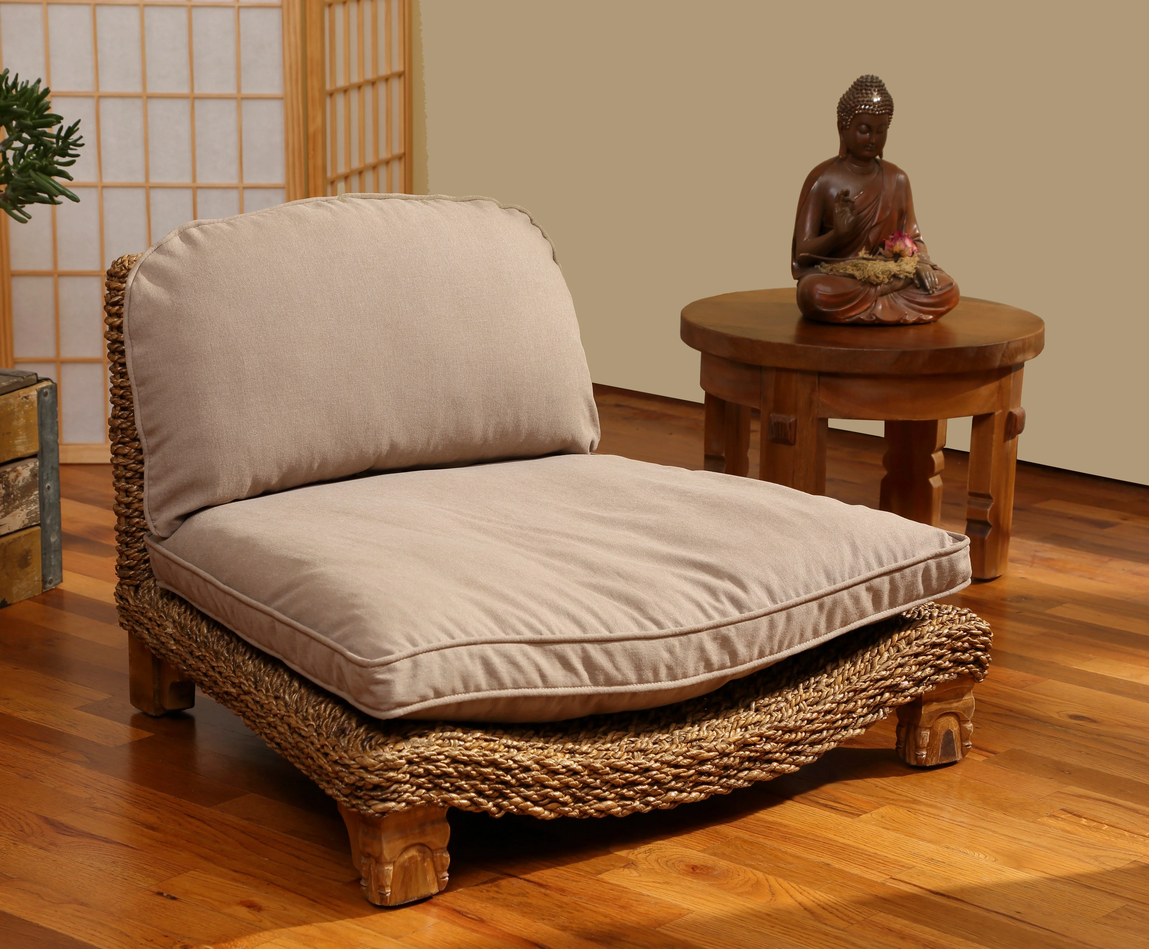 Seagrass Harmony Meditation Chair - Natural With Cream Cushion