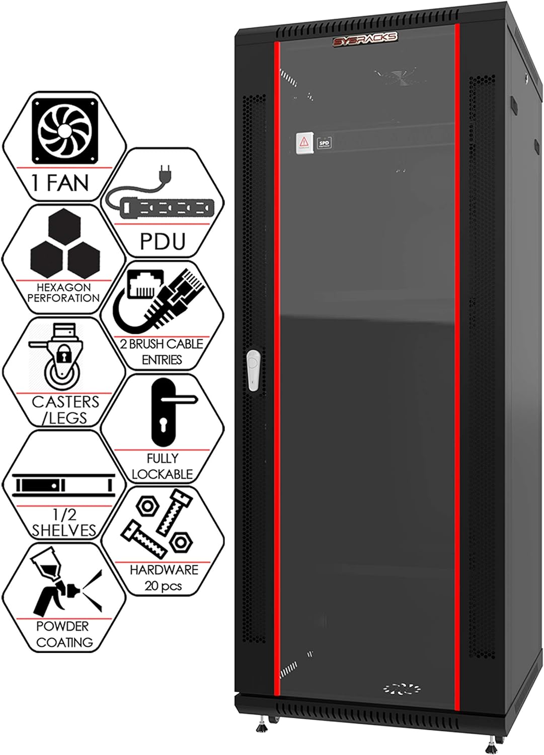 Server Rack 18U Wall Mount Server Rack Locking Wall Cabinet 19 Inch Rack Av Audio Video Rack Lockable Cabinet Network Rack with PDU - Shelf