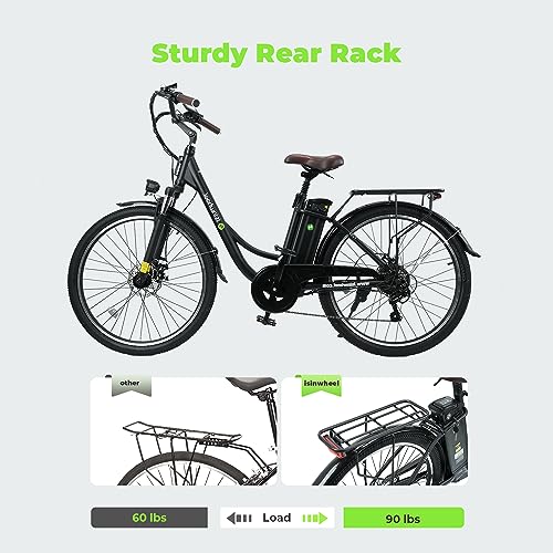 isinwheel M60 Electric Bike for Adults 750W 28mph Ebike with 48V 13Ah Removable Battery, USB Charging Port, 7 Speed Gearshift