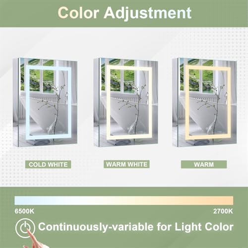 WELLFOR 30" X 30" LED Medicine Cabinet with Mirror for Bathroom, Medicine Cabinet with Lights, Bathroom Mirror with Storage, Double Opening Doors