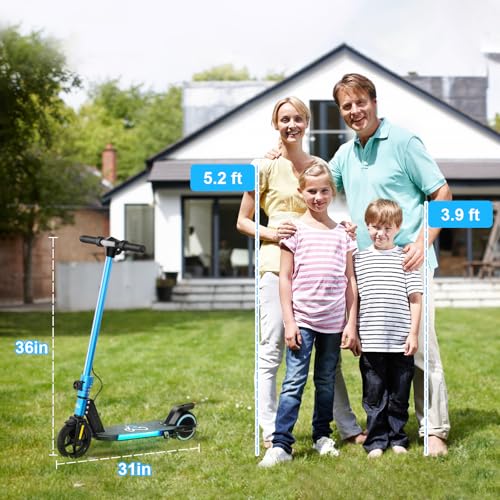 Electric Scooter for Kids Ages 6-12, Equipped with 130W Motor, LCD Display, Foldable Design, LED Color Lights, Rear Motor Brake System