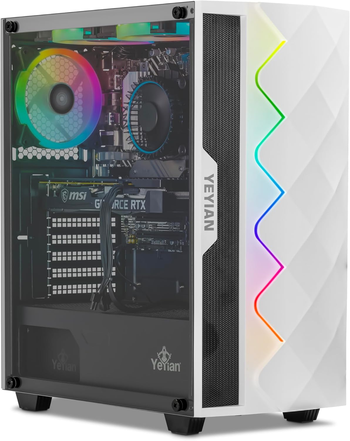 YEYIAN GeForce RTX 4060 Gaming PC, AMD Ryzen 5 7500F (> 5600X), 16GB DDR5 5600, 1TB NVMe SSD, WiFi & VR Ready, Win 11 Home Prebuilt PC for Gamer