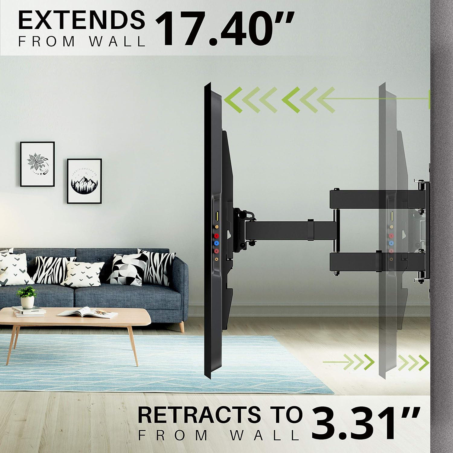 USX MOUNT Full Motion TV Wall Mount with Height Setting for Most 32-65 inch Flat Screen/LED/4K TVs, Swivel/Tilt TV Mount Bracket Max VESA 400x400mm