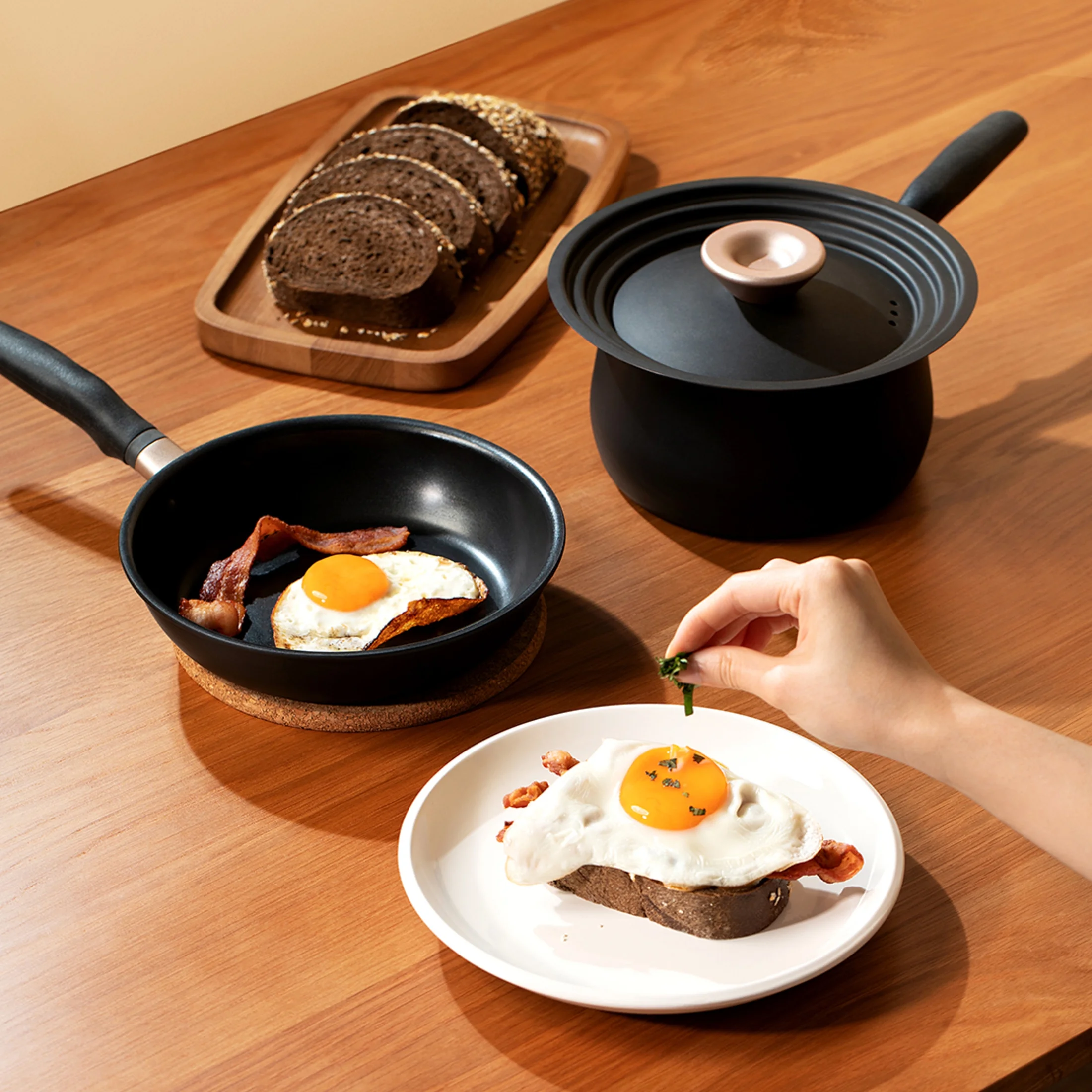 Meyer Accent 6 Piece Hard Anodized and Stainless Steel Pots and Pans Set, Matte Black