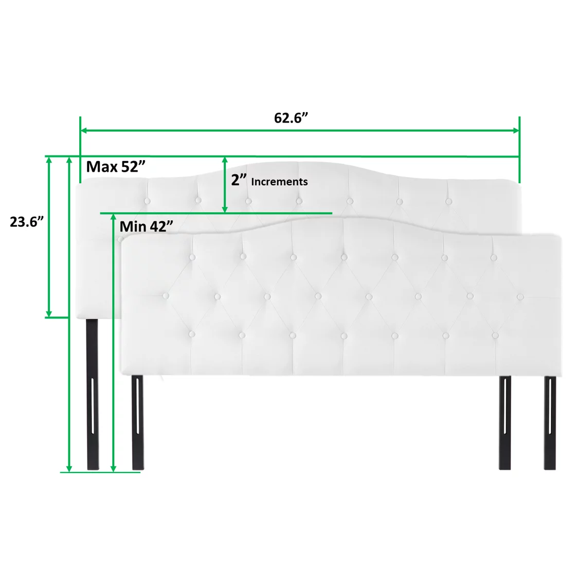 Cassandra Headboards for Queen Size Bed, Upholstered Button Tufted Bed Headboard, 12 Adjustable Positions Queen Headboard Only
