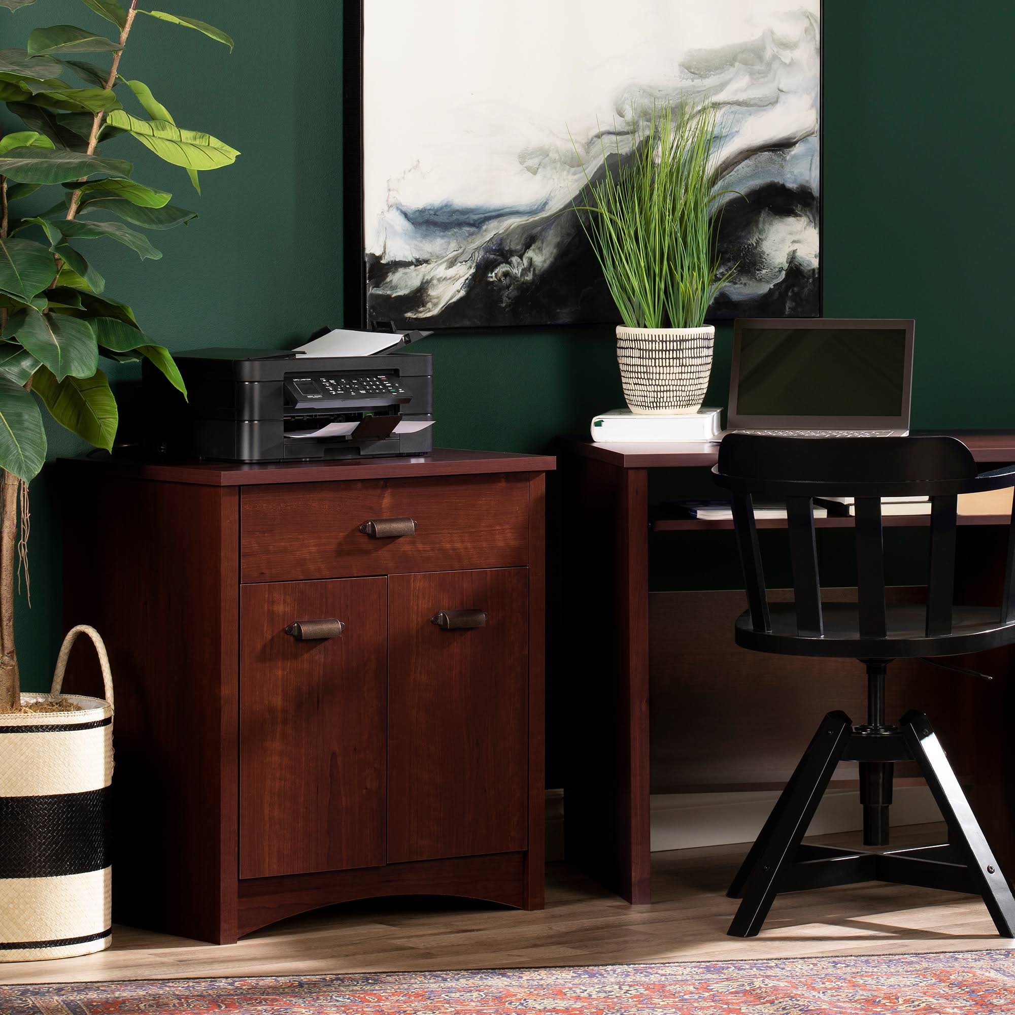 South Shore Gascony Printer Cabinet, Sumptuous Cherry
