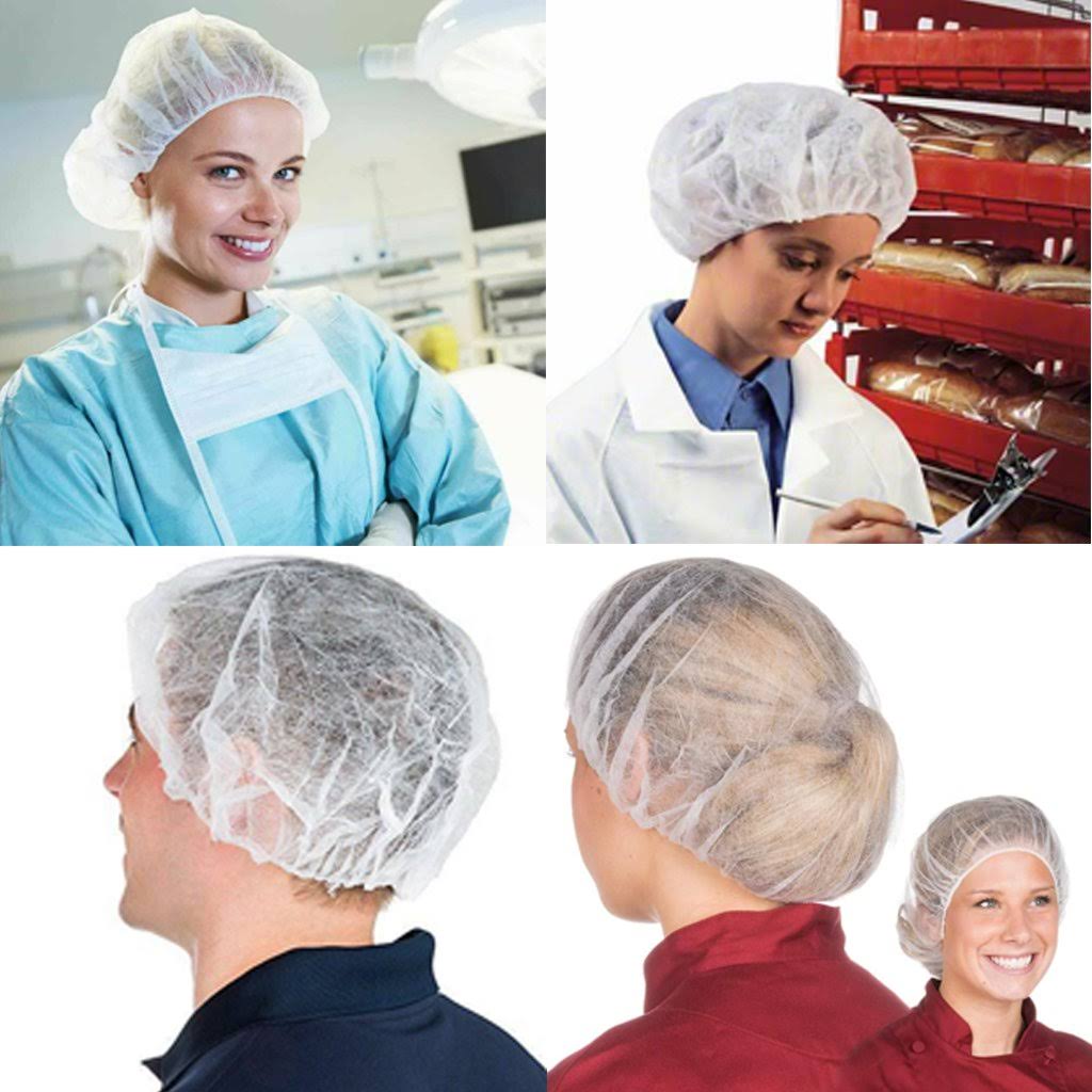 Disposable White Bouffant Cap - Hair Net - 24 inch - 100 Pcs per Pack