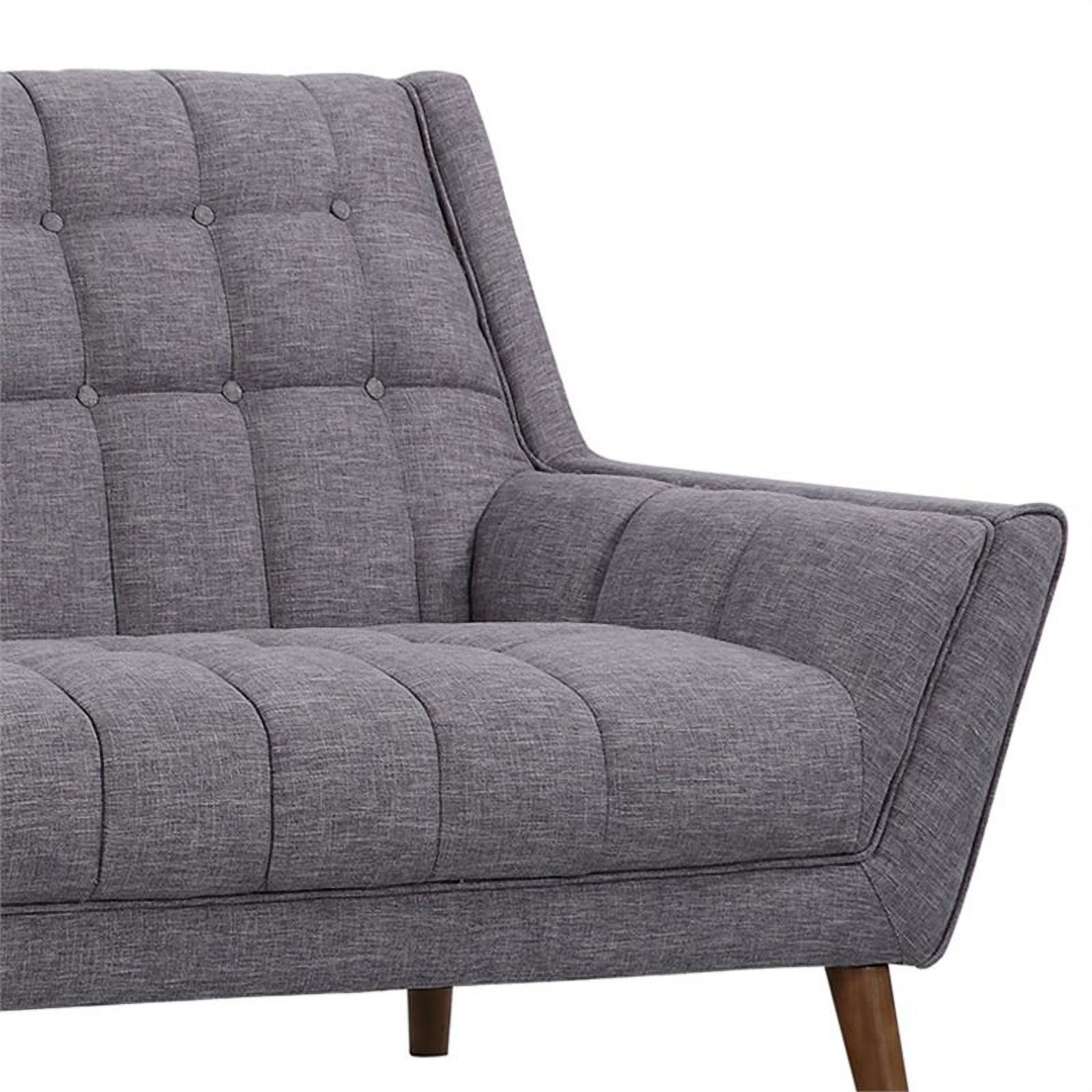 Allora Mid-Century Linen Fabric/Wood Sofa in Dark Gray/Walnut