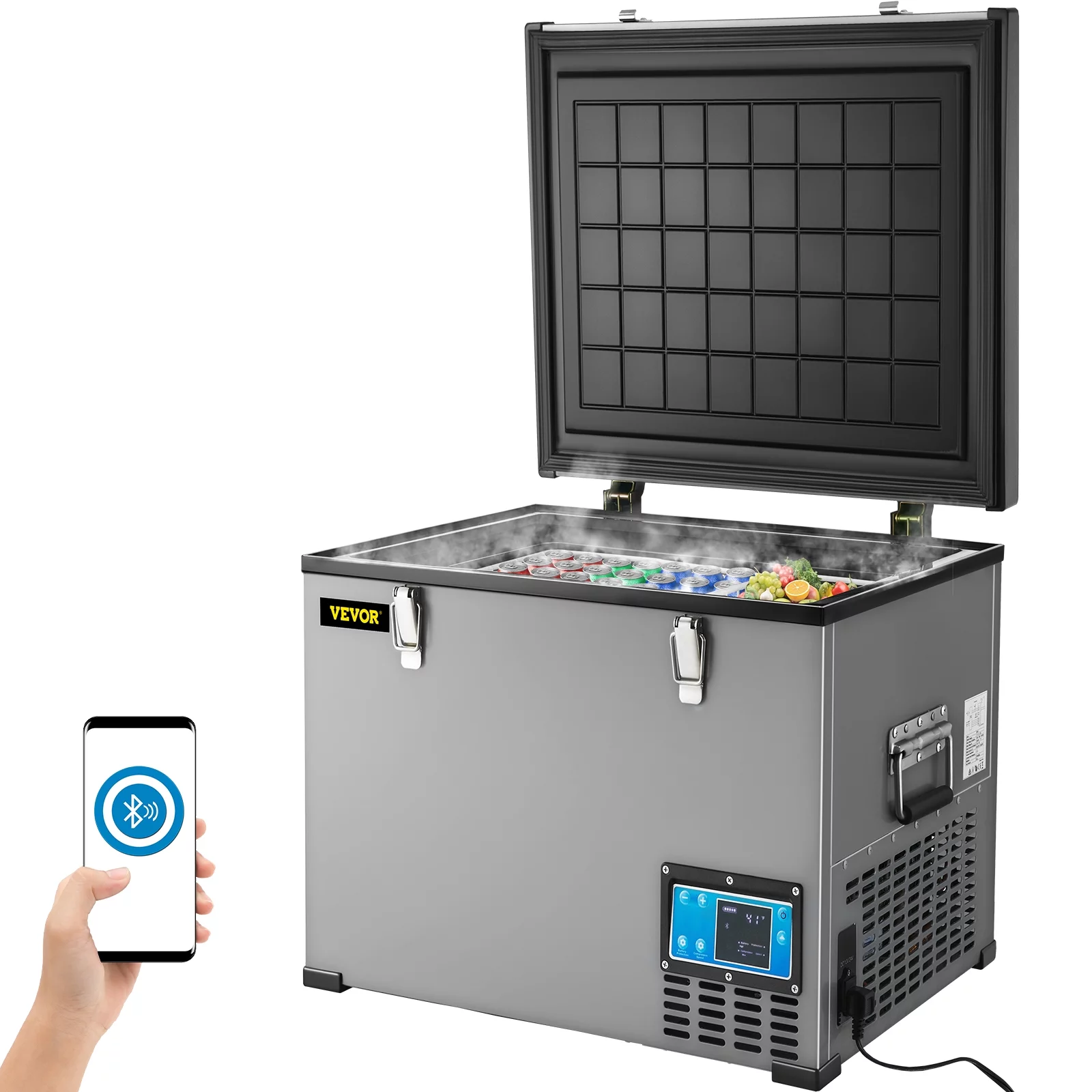 VEVOR Car Refrigerator, 48 Qt, 12v Portable Freezer with Single Zone, 12/24V DC & 110-240V AC Electric Compressor Cooler w/ -4℉-68℉ Cooling Range