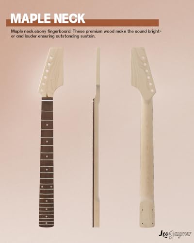 Leo Jaymz DIY Single Cut Electric Guitar Kits with Mahogany Body and Neck - Rosewood Fingerboard and All Components Included (LP Hollow)