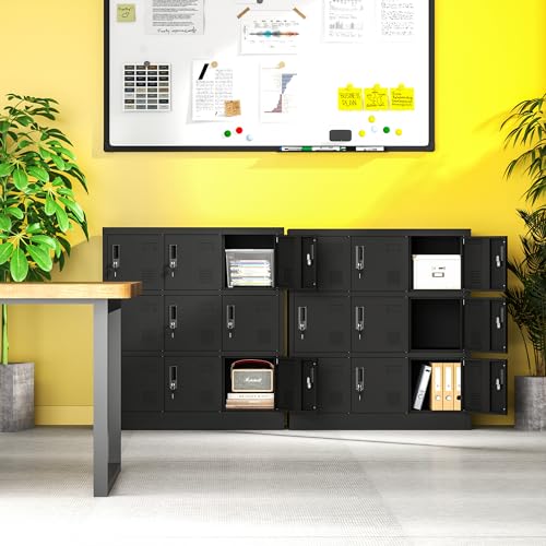 6 Doors Metal Lockers for Employees, Steel Storage Locker with Lock and Card Slot, Employee Lockers for Home, Office, School, Gym
