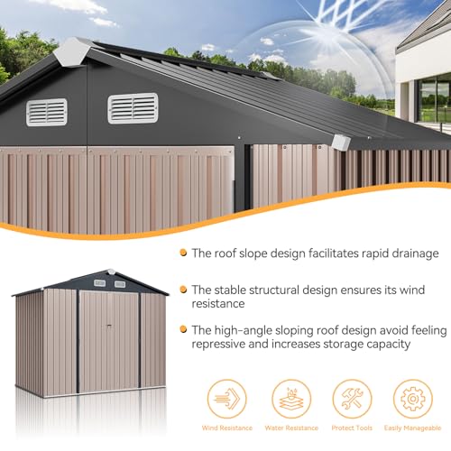 Aoxun 6.2x4 FT Shed Outdoor Storage Shed Metal Garden Shed with Lockable Doors & Slooping Roof Tool Shed Bike Shed for Backyard, Patio