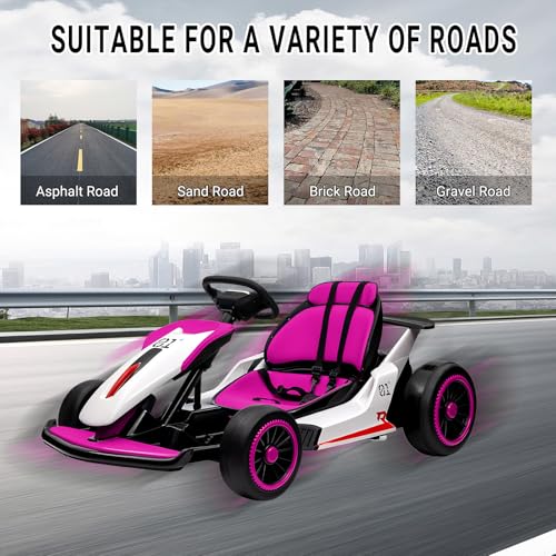 Kids Go Kart, Ride On Drift Kart with Dual 200W Motors, 24V Battery Powered Electric Drift Car, Outdoor 2-Speed Ride On Racing Toy for Boys Girls 6+