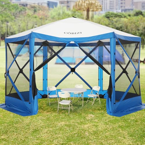 COBIZI 12x12ft Pop up Gazebo Screen Tent Screen House for Camping, Camping Outdoor Screened Gazebo, Canopy Tent