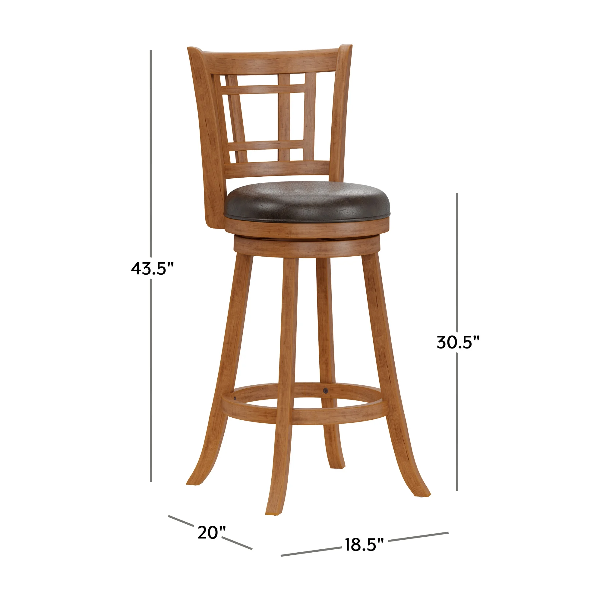 Hillsdale Furniture Fairfox Bar Stool with 360-Degree Swivel, Brown