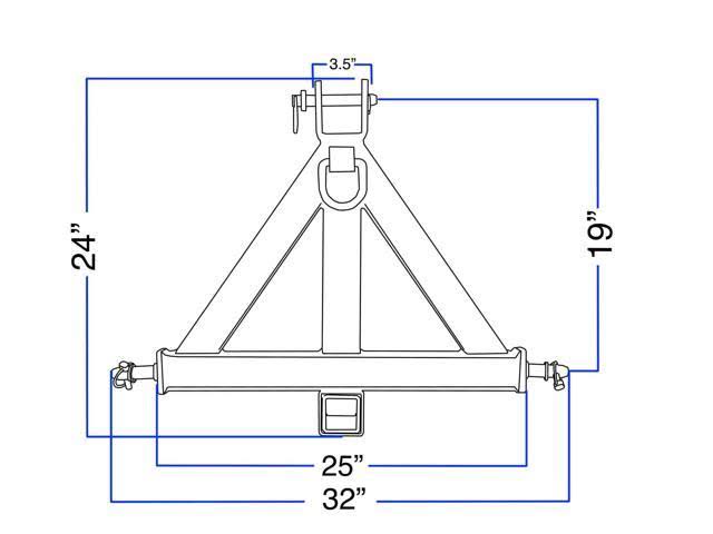 Heavy Duty 3 Point 2x22 Receiver Trailer Hitch Category 1Tractor Tow Drawbar Pull