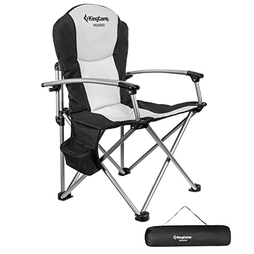 KingCamp Oversized Camping Folding Chair, Heavy Duty 450 LBS with Lumbar Support, Padded Outdoor Chair with Cup Holder