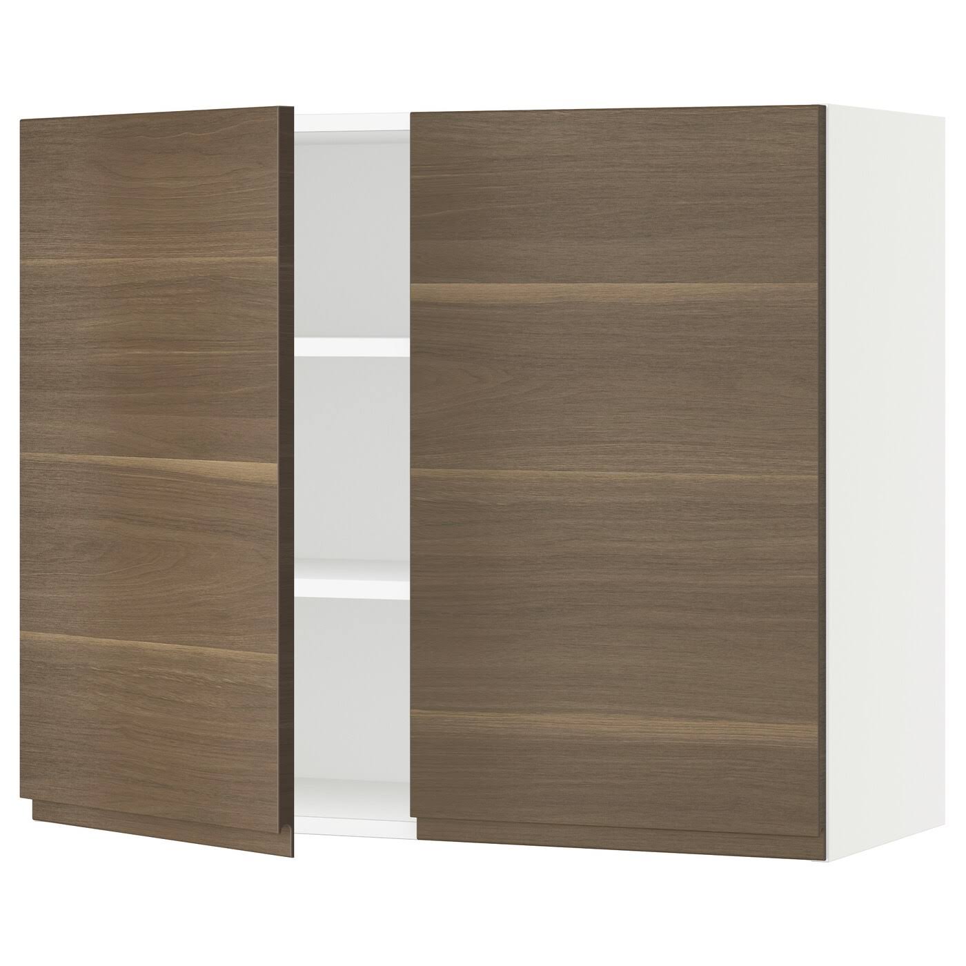 IKEA - SEKTION Wall Cabinet with 2 Doors, white/Voxtorp Walnut Effect, 36x15x30 69345863