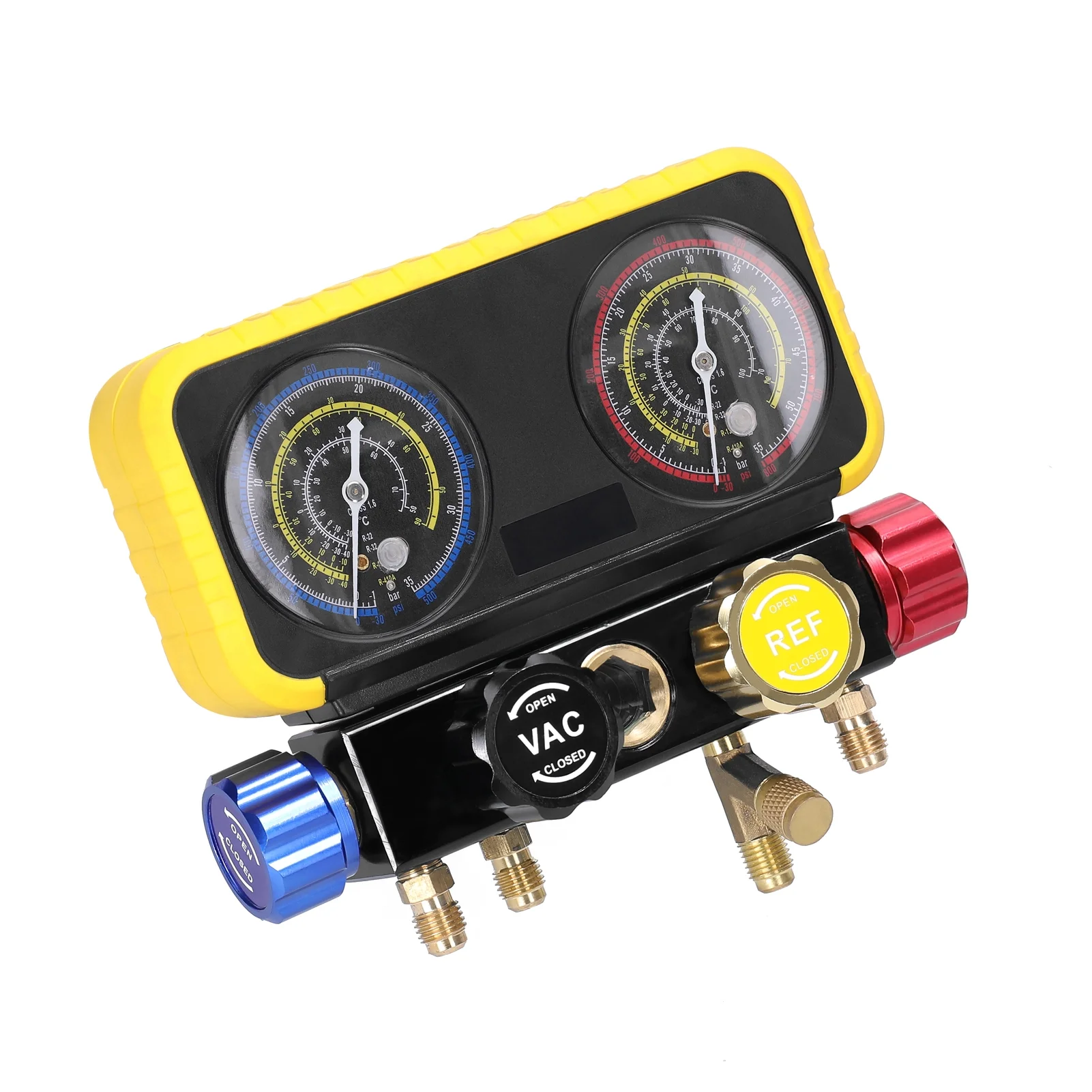 Anself Dual Gauges Air Conditioner Refrigerant Refilling Set Pressure Adjustable Refrigeration Maintenance Equipment Kit Brass Connection