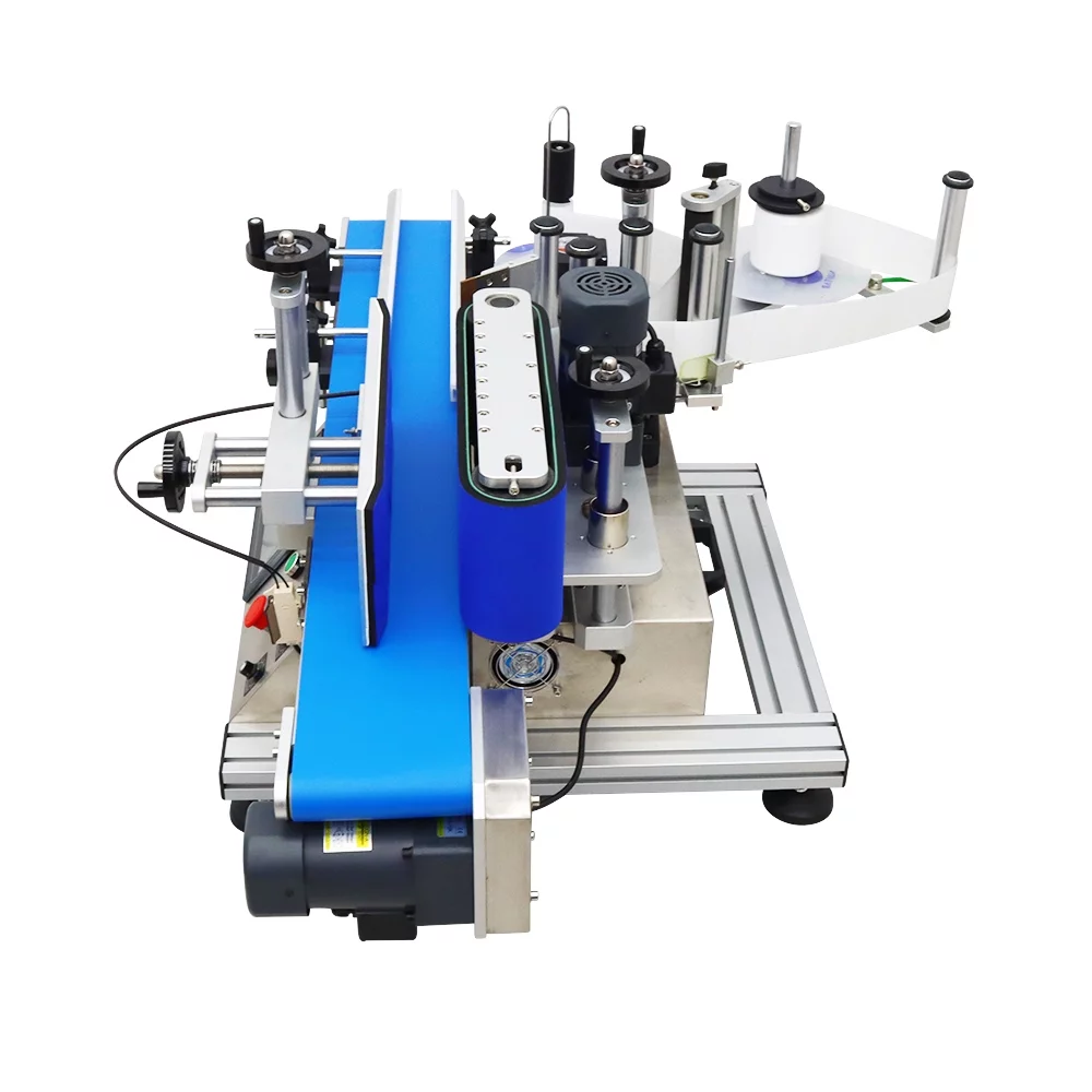 INTSUPERMAI Automatic Round Bottle Labeling Machine High Speed Label Applicator Machine Desktop Conveyor Table Bottle Diameter 1.18-4.33" LT-150