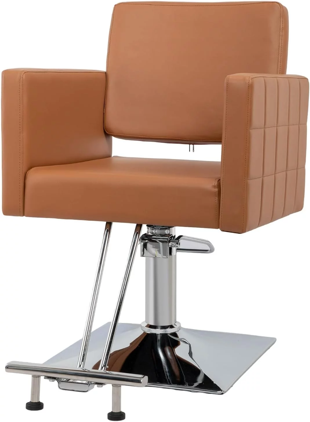 OmySalon Salon Styling Chair for Hair Stylist Wide Seat, Hydraulic Barber Chair with Stainless Steel Footrest, Camel Hair Salon Chair Heavy Duty