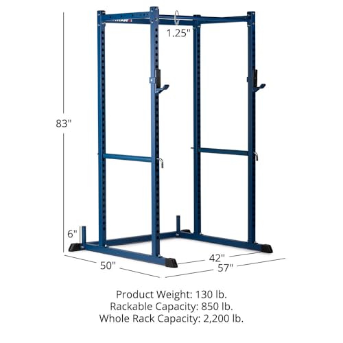Titan Fitness T-2 Series Short Power Rack, Skinny Pull Up Bar, Pin and Pipe Safeties, Standard J-Hooks