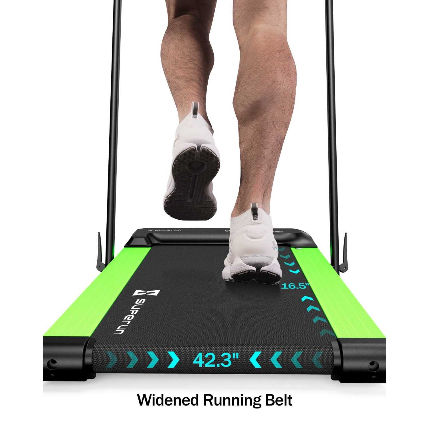 Superun 2 in 1 Folding Treadmill 3 HP Indoor Walking pad with 300lbs Capacity &amp; APP Bracelet &amp; Wider Running Belt