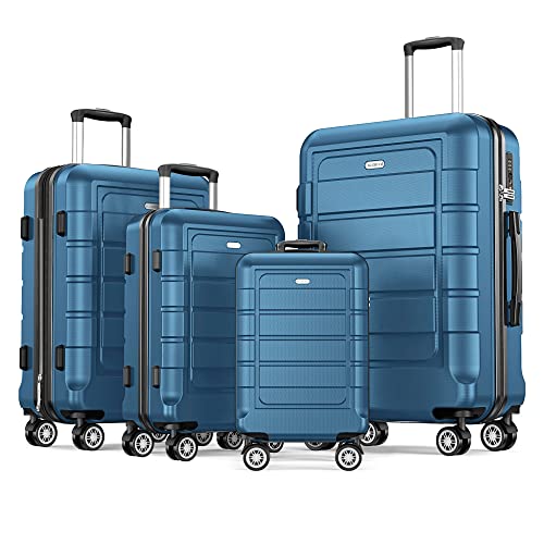 SHOWKOO Luggage Sets Expandable PC+ABS Durable Suitcase Double Wheels TSA Lock Black