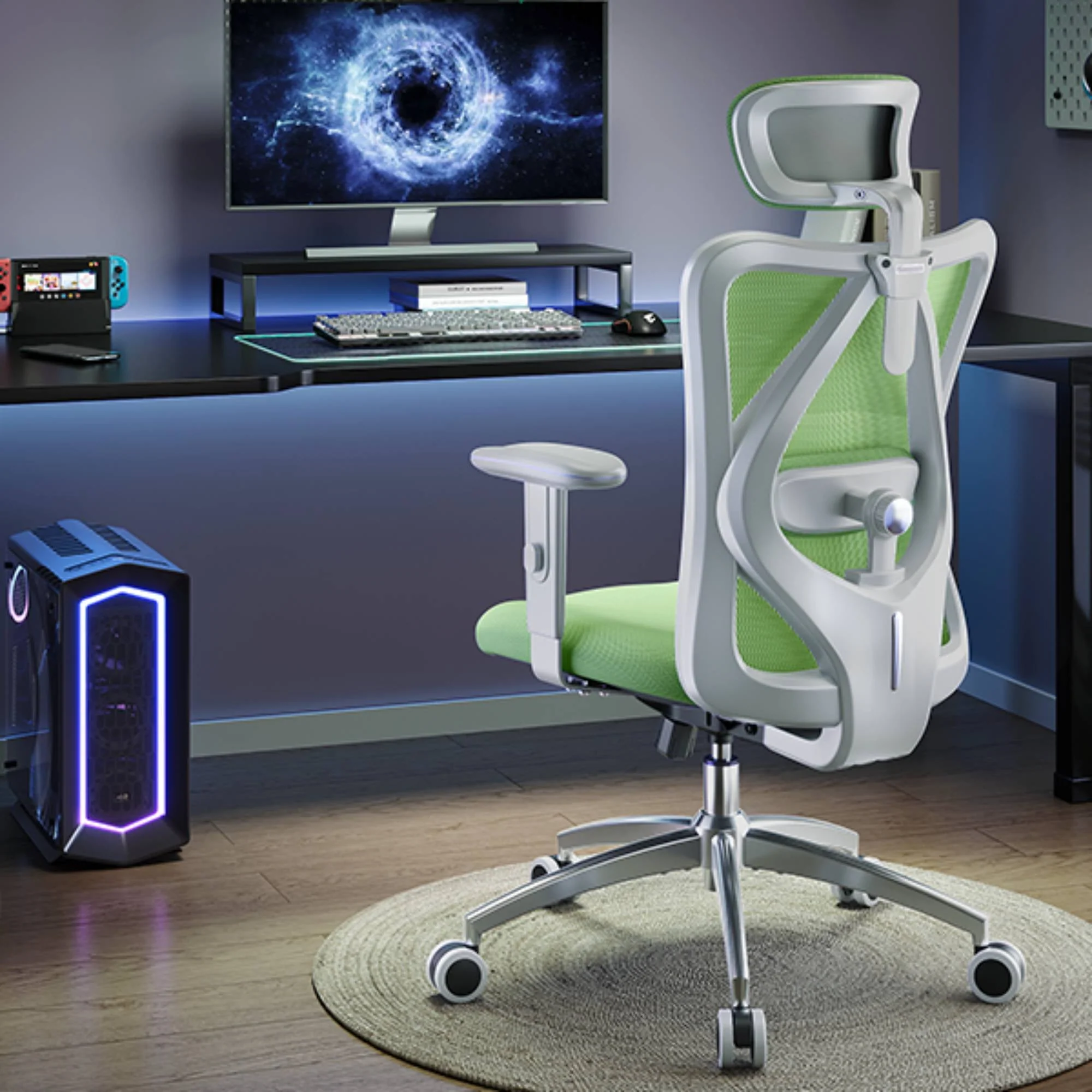 SIHOO Ergonomic Office Chair, Mesh Computer Desk Chair with Adjustable Lumbar Support, High Back chair for big and tall, Black