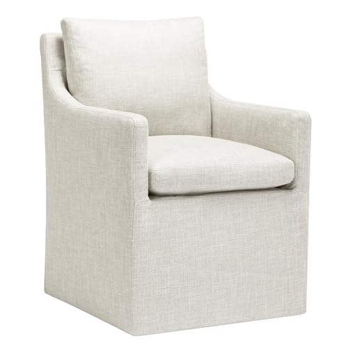 DUHOME Upholstered Dining Chair,Linen Accent Chair for Living Room,Single Sofa with 4 Casters
