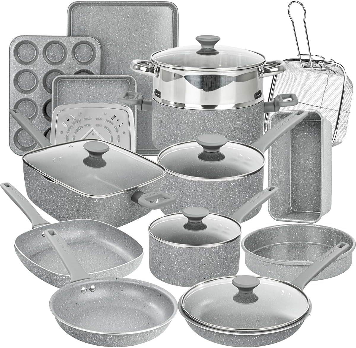Granitestone 20 Pc Pots and Pans Set Non Stick Cookware Set, Kitchen Cookware Sets - Radiant Selections