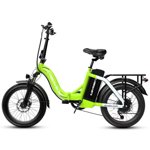 1000W Folding Electric Bike, 48V Large Removable Battery E Bike, 30+MPH, 80 Miles Max Range, 20" Fat Tire Electric Bike for Adults