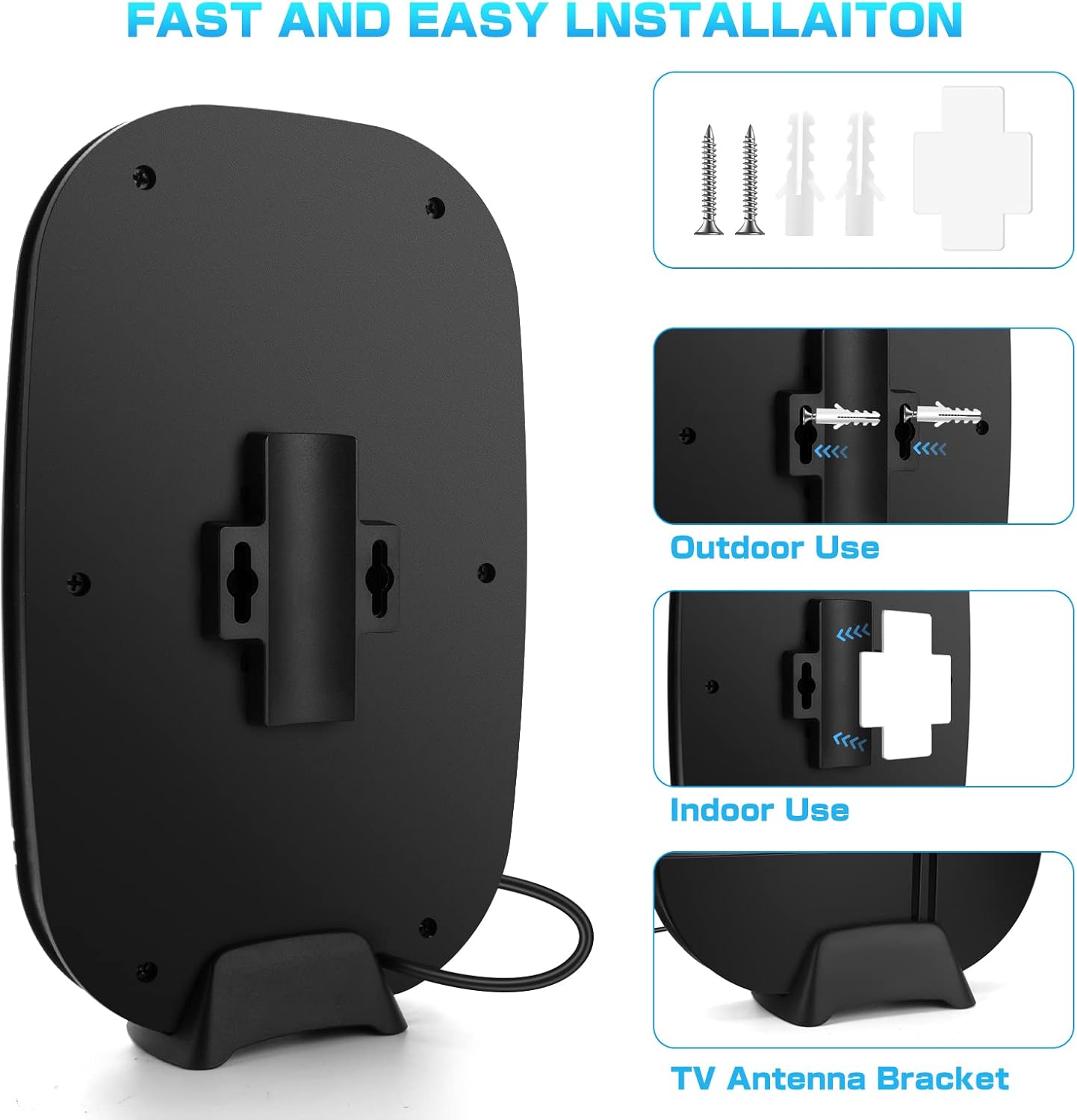 2022 Amplified HD TV Antenna, Indoor/Outdoor Digital Antenna up to 400 Miles Range-Support 4K 1080P All TVs HD Local Channels 360&deg