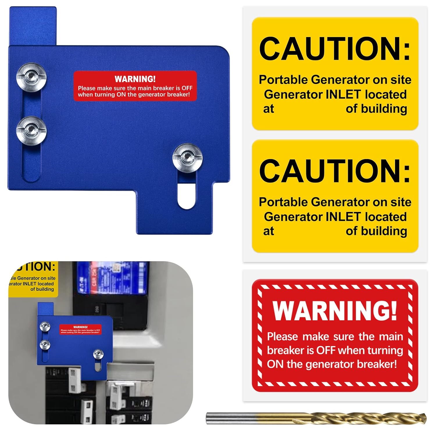 LATING Generator Interlock Kit for Horizontal Only Main Cutler Hammer CH-Series 150 and 200 Amp Panels with 1 1/2 Inches Spacing - Anodized