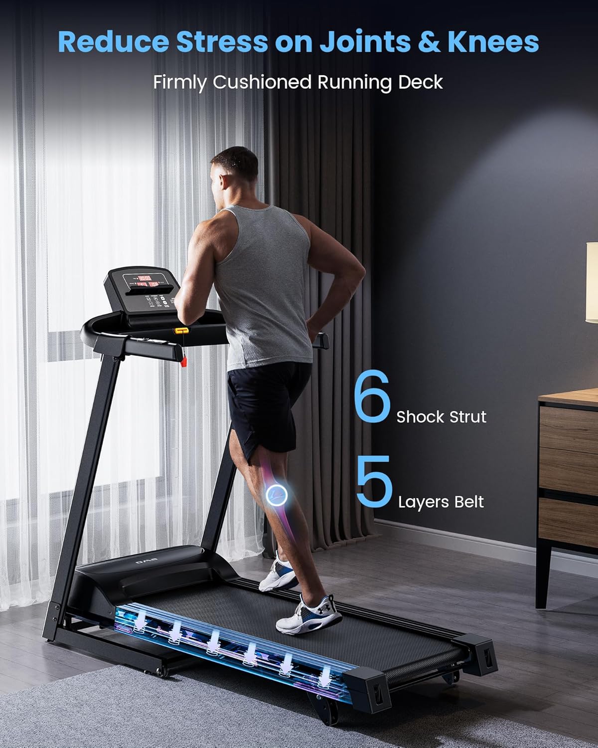 OMA 6% Incline Treadmill for Home 300 lb Capacity Heavy Duty Treadmill with Wide Belt, Commercial Folding Treadmill