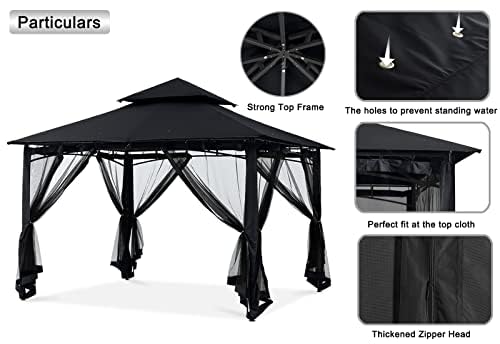 MASTERCANOPY Outdoor Garden Gazebo for Patios with Stable Steel Frame and Netting Walls (11x11,Dark Gray)