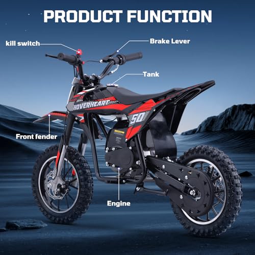 Kids 50cc Dirt Bike, 49cc Gas Dirt Bike for Kids 8-14, Gas Powered Mini Dirt Bikes, 2 Stroke Dirt Bikes, Max Load 165 Lbs
