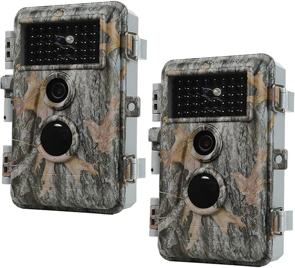Folgtek 2pcs Trail Hunting Cameras 20MP 1080P with Night Vision Motion Activated IP66 Waterproof 2.4 LED & Short Trigger Time for Outdoor Wildlife &