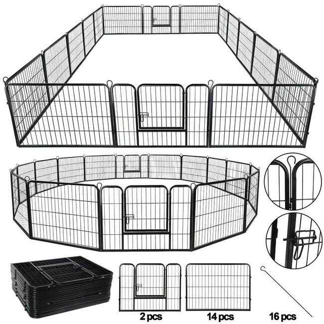 Segawe Expandable 16 Panel Dog Kennel Exercise Playpen Multiple Shape Safe for Pet 24