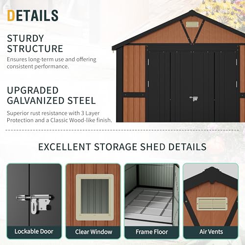 Outdoor Storage Shed, 5x3 Ft Metal Steel Tiny House with Lockable Door, Vertical Outside Storage Building for Garden, Backyard, Lawn, Patio Utility