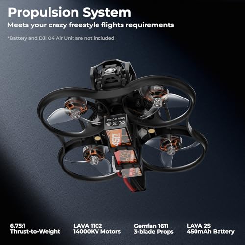 BETAFPV Pavo Femto Brushless Whoop Quadcopter, 2S Pocket Drone with HD VTX Bracket for DJI O4 Air Unit, F4 2-3S 20A FC, LAVA 1102|14000KV Motor