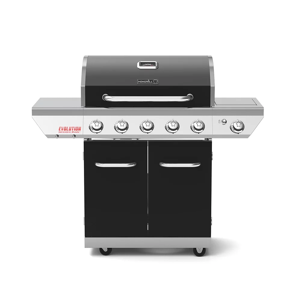Nexgrill Evolution 5-Burner Propane Gas Grill w/ Infrared Technology, Side Burner & Tables, 57000BTUs