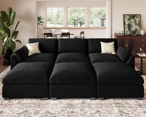 Belffin Extra Large Modular Sectional Sofa,106.3" 4-Seater L Shaped Couch,Velvet Convertible Sectional Couches for Living Room